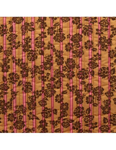 Quilted cotton fabric Alphonse - Peach and camel