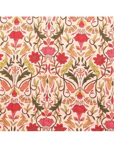 Quilted cotton fabric Alphonse - Peach and camel