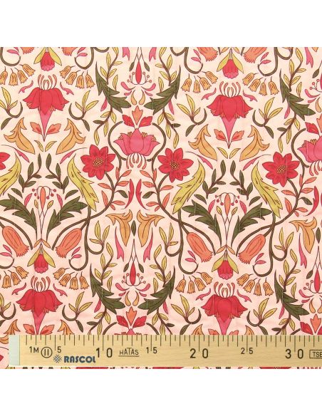 Quilted cotton fabric Alphonse - Peach and camel