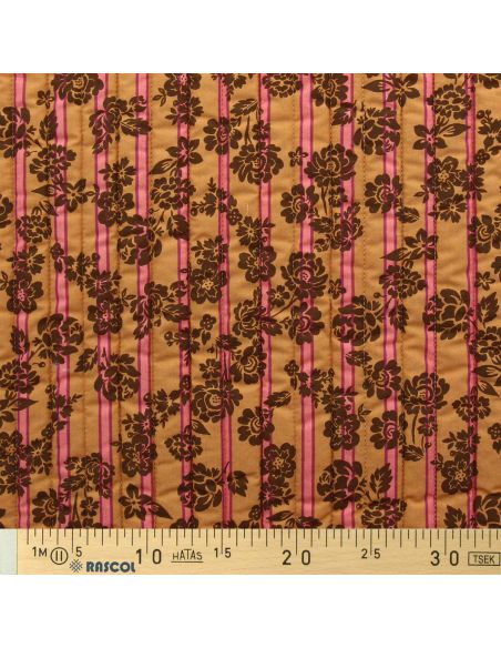 Quilted cotton fabric Alphonse - Peach and camel