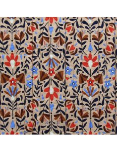 Lafleur quilted cotton fabric - Beige and blue 2