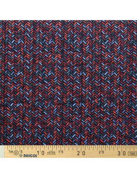Lafleur quilted cotton fabric - Beige and blue