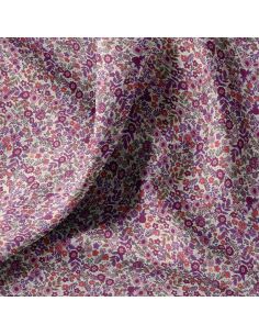 Cotton poplin fabric - Barbara ecru and purple