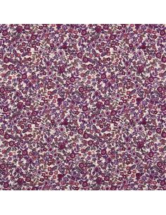 Cotton poplin fabric - Barbara ecru and purple 2