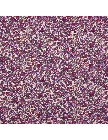 Cotton poplin fabric - Barbara ecru and purple