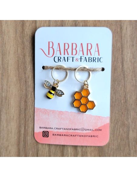 Set of 2 stitch marker rings - Bee and honey