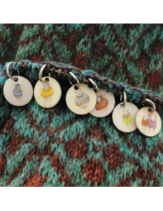 Set of 6 mesh marker rings - Sheep and sweater 2