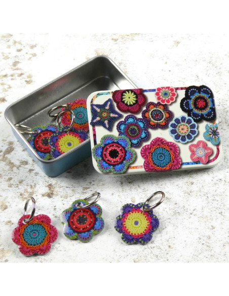 Set of 6 mesh marker rings - Floral mesh