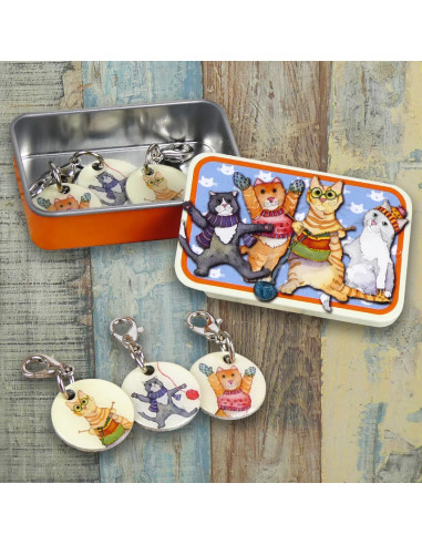 Set of 6 mesh marker rings - Kittens