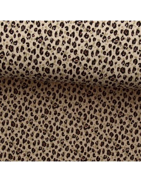Double gauze printed fabric - Karli beige and black
