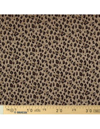 Double gauze printed fabric - Karli beige and black