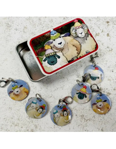 Set of 6 open mesh marker rings - Happy Sheep