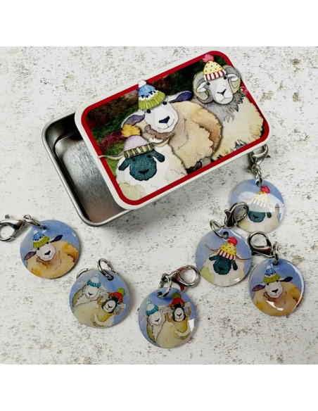 Set of 6 open mesh marker rings - Happy Sheep