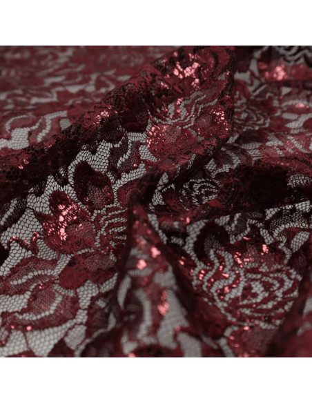 Lisa Metallic Lace Fabric - Amaranth