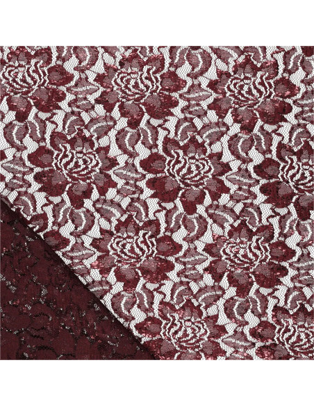 Lisa Metallic Lace Fabric - Amaranth