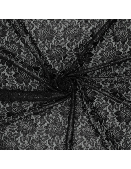 Lisa Metallic Lace Fabric - Black