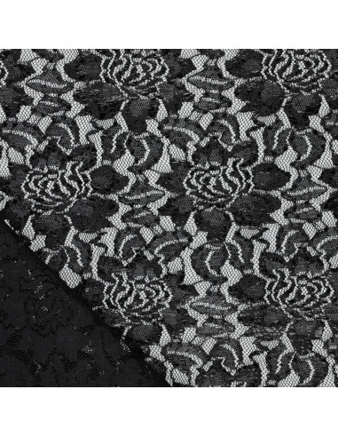 Lisa Metallic Lace Fabric - Black
