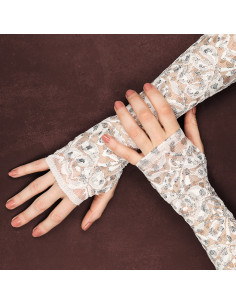 Lauren Metallic Lace Fabric - White 2