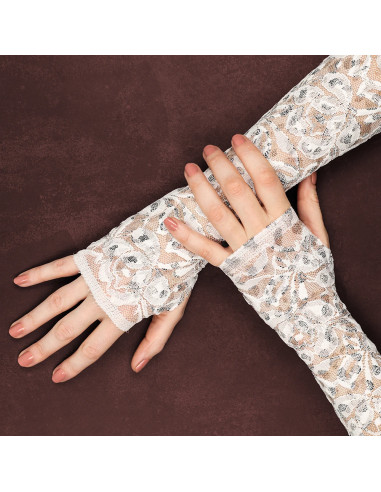 Lauren Metallic Lace Fabric - White