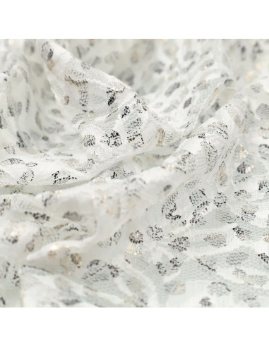 Lauren Metallic Lace Fabric - White