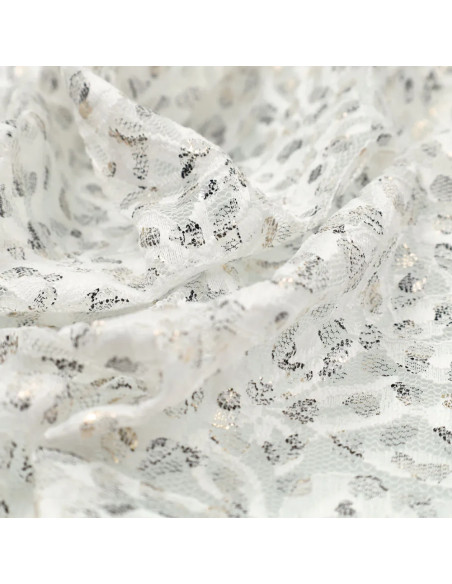Lauren Metallic Lace Fabric - White