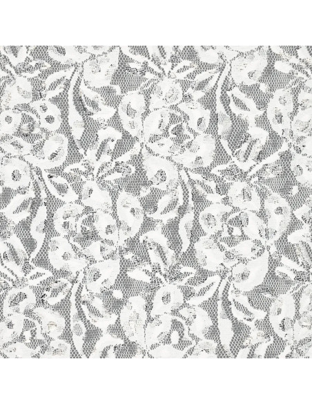 Lauren Metallic Lace Fabric - White