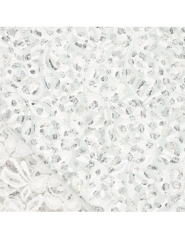 Lauren Metallic Lace Fabric - White