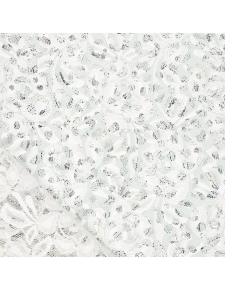 Lauren Metallic Lace Fabric - White