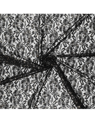 Lauren Metallic Lace Fabric - Black