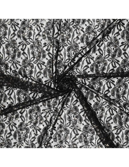 Lauren Metallic Lace Fabric - Black