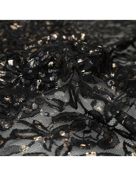 Lauren Metallic Lace Fabric - Black