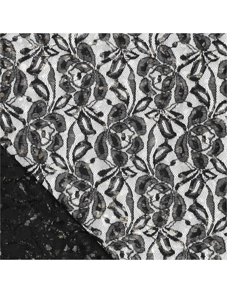 Lauren Metallic Lace Fabric - Black
