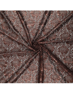 Lisa Metallic Lace Fabric - Chocolate