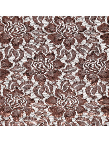 Lisa Metallic Lace Fabric - Chocolate