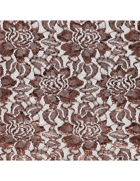 Lisa Metallic Lace Fabric - Chocolate