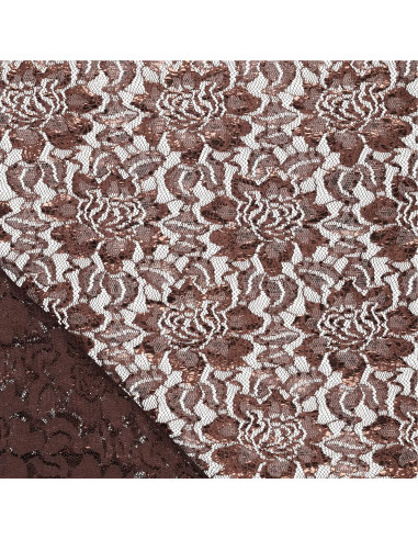 Lisa Metallic Lace Fabric - Chocolate