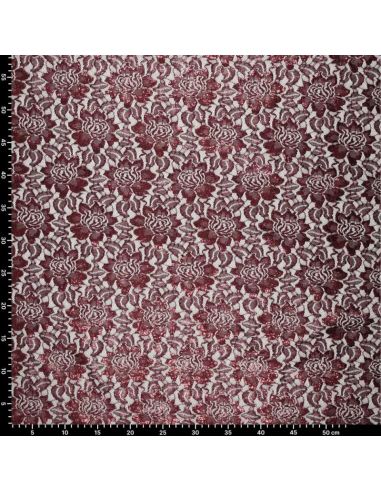 Lisa Metallic Lace Fabric - Amaranth