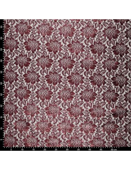 Lisa Metallic Lace Fabric - Amaranth