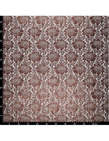 Lisa Metallic Lace Fabric - Chocolate