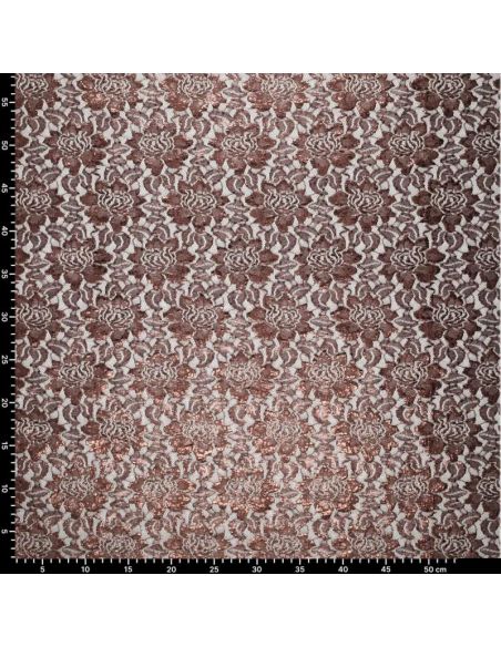 Lisa Metallic Lace Fabric - Chocolate
