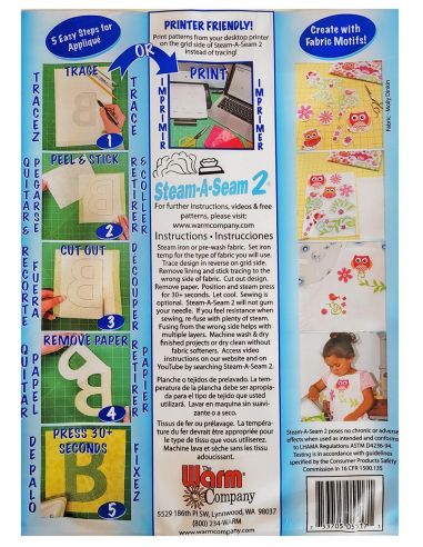 Set of 5 double-sided fusible web sheets Steam-A-Seam 2