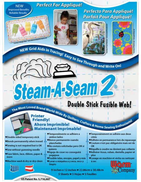 Set of 5 double-sided fusible web sheets Steam-A-Seam 2